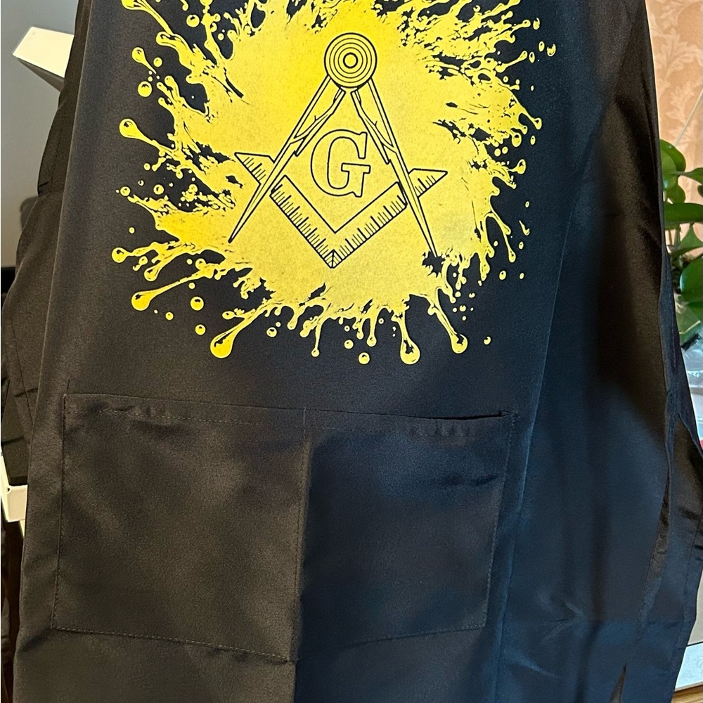 Freemason Black Apron with Yellow Design
